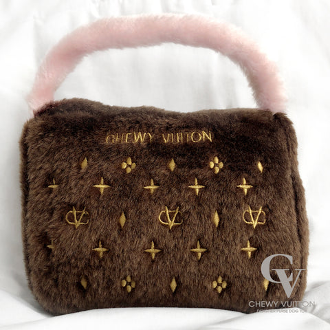 Chewy Vuitton Mini Designer Dog Toy Purse