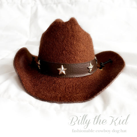 Billy the Kid Brown Cowboy Felt Dog Hat