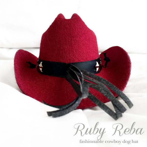 Ruby Reba Red Cowboy Dog Hat