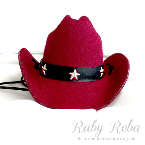 Ruby Reba Red Cowboy Dog Hat