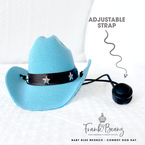 Baby Blue Bronco Canvas Cowboy Dog Hats for Small Medium Dogs Costumes for Pets