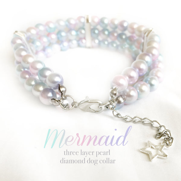 Mermaid-Multicolor Diamonds and Pearls Dog Collar Necklace