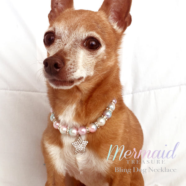 Mermaid Diamond Star Pearl Dog Collar Necklace