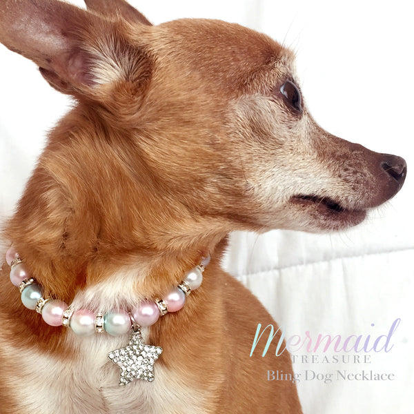 Mermaid Diamond Star Pearl Dog Collar Necklace