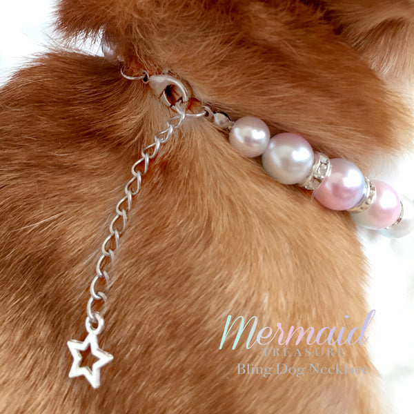 Mermaid Diamond Star Pearl Dog Collar Necklace