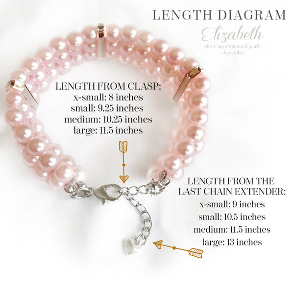 Elizabeth-  3 Layer Pink Diamonds & Pearls Dog Necklace