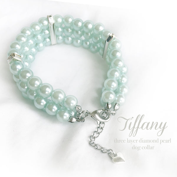 Tiffany- Three layer Diamonds and Pearls Dog Collar Necklace
