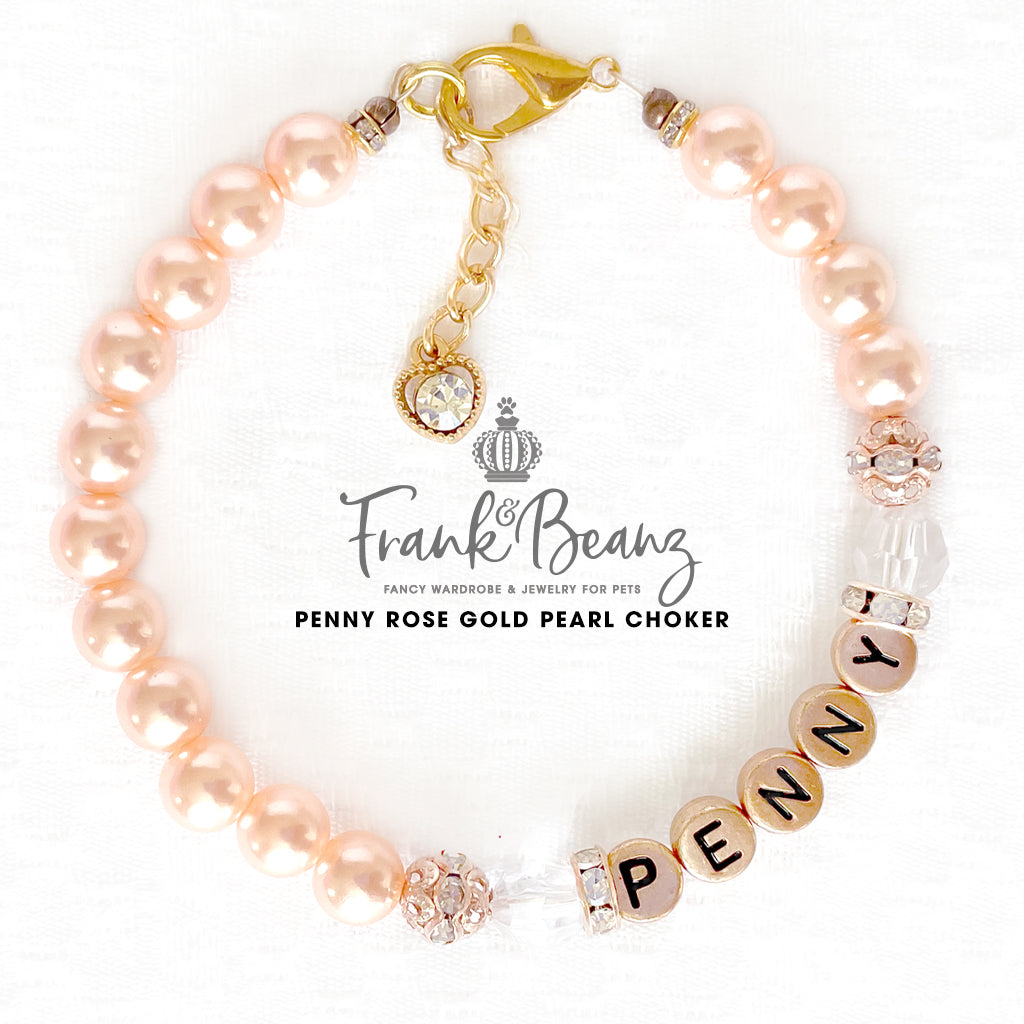 Penny Rose Gold Pearl Dog Necklace Luxury Pet Collar
