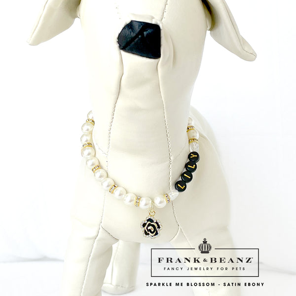 Sparkle Me Blossom Ebony Pearl Pet Necklace Fancy Dog Jewelry