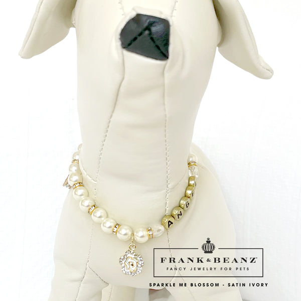 Sparkle Me Blossom Ivory Pearl Pet Necklace Fancy Dog Jewelry