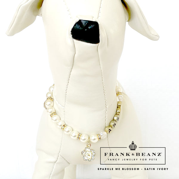 Sparkle Me Blossom Ivory Pearl Pet Necklace Fancy Dog Jewelry
