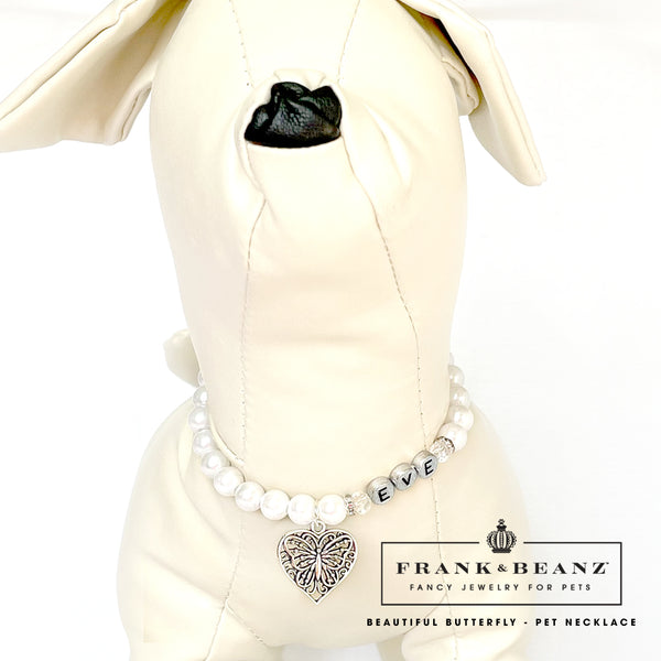 Beautiful Butterfly Pearl Dog Collar Pet Necklace Luxury Pearl Cat Collar