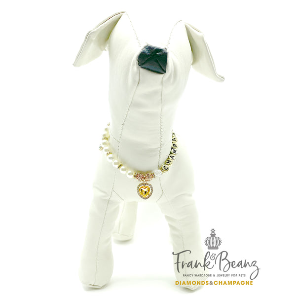 Diamonds & Champagne Heart Dog Necklace Luxury Pet Jewelry