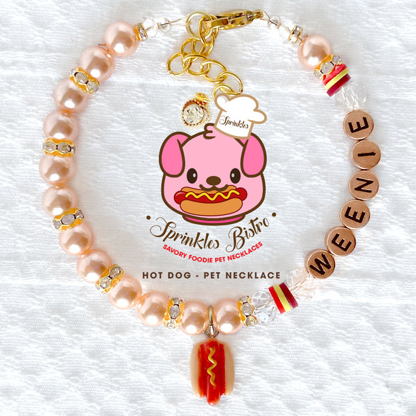 Hot Dog Pearl Dog Necklace Cat Necklace Luxury Pet Necklace