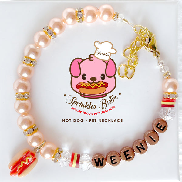 Hot Dog Pearl Dog Necklace Cat Necklace Luxury Pet Necklace