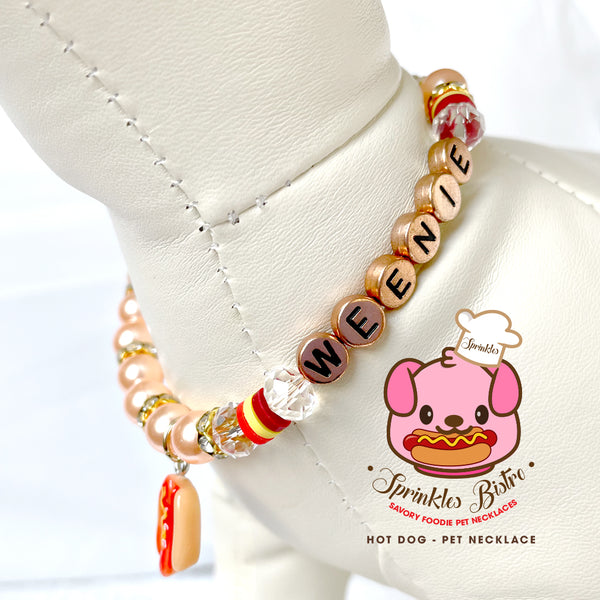 Hot Dog Pearl Dog Necklace Cat Necklace Luxury Pet Necklace