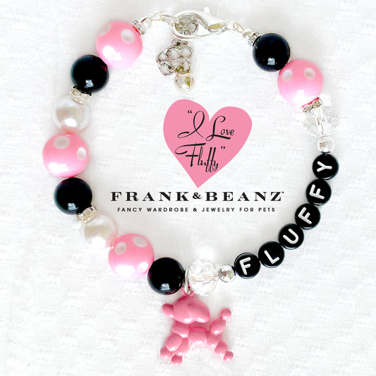 I Love Fluffy Personalized Dog Necklace Collar Pet Bell Pet Necklace