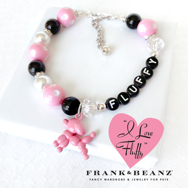 I Love Fluffy Personalized Dog Necklace Collar Pet Bell Pet Necklace