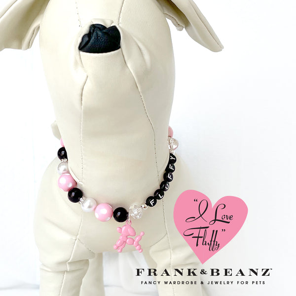 I Love Fluffy Personalized Dog Collar Pet Bell Cat Collar Pearl Pet Necklace