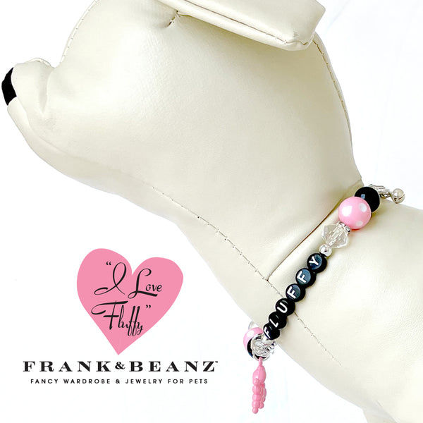 I Love Fluffy Personalized Dog Collar Pet Bell Cat Collar Pearl Pet Necklace