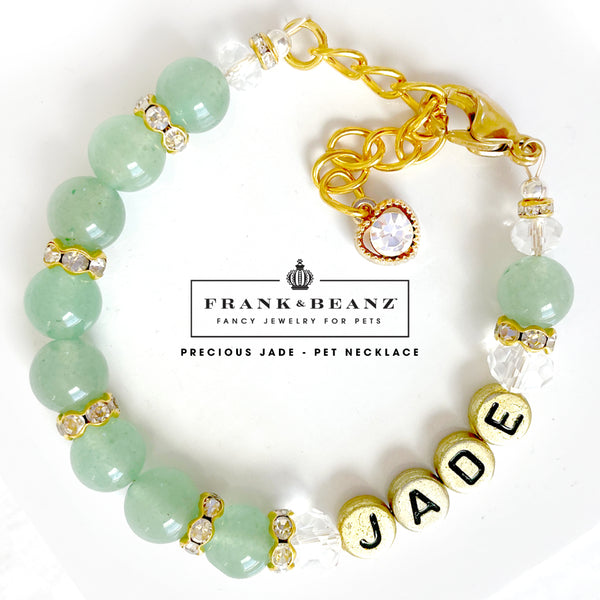Precious Jade Glass Pearl Dog Necklace Luxury Pet Jewelry