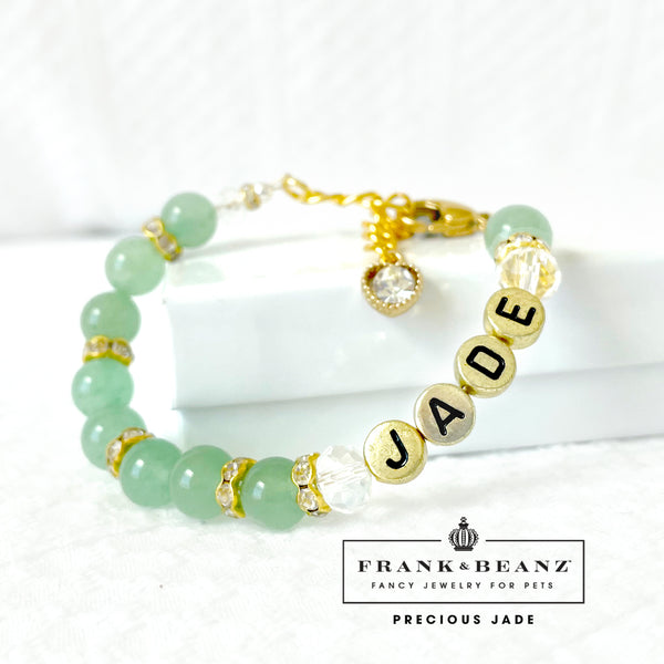 Precious Jade Glass Pearl Dog Necklace Luxury Pet Jewelry
