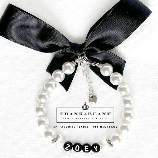 My Favorite Pearls Black Tie Pet Necklace Jewelry