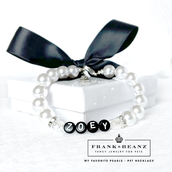 My Favorite Pearls Black Tie Pet Necklace Jewelry