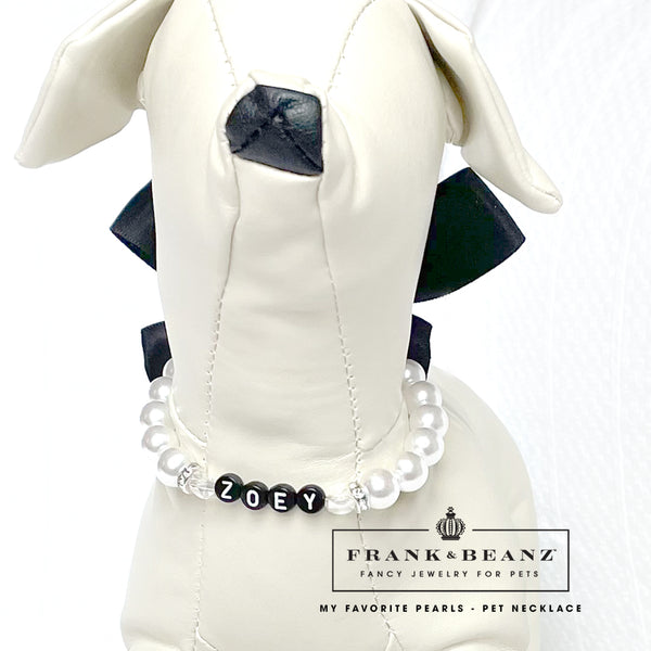 My Favorite Pearls Black Tie Pet Necklace Jewelry