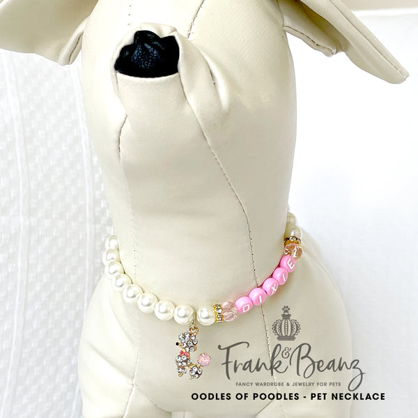 Oodles of Poodles Pearl Dog Necklace Personalized Luxury Pet Jewelry