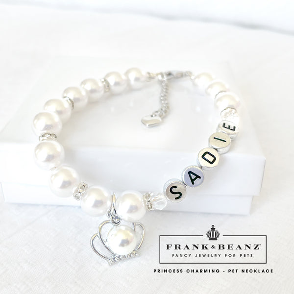 Princess Charming Personalized Pearl Dog Necklace Luxury Pet Jewelry