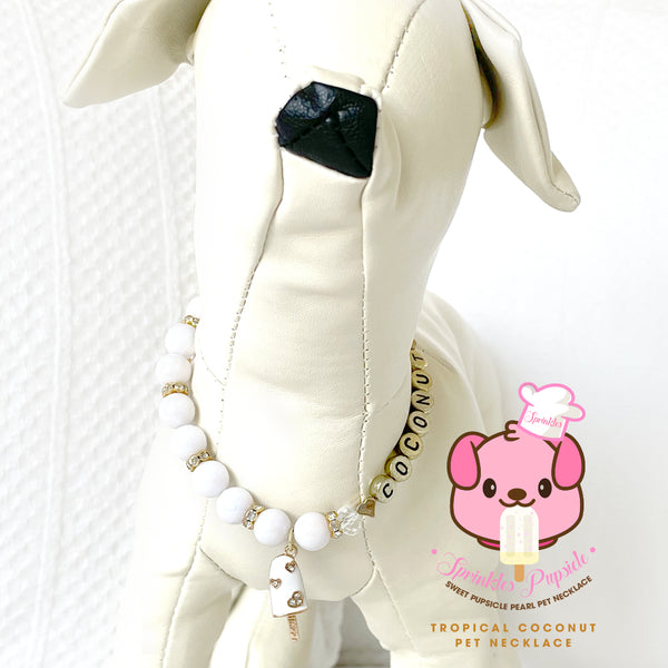 Coconut Pupsicle Rhinestone Dog Necklace Cat Necklace Milky Pearl Luxury Pet Jewelry