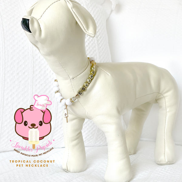 Coconut Pupsicle Rhinestone Dog Necklace Cat Necklace Milky Pearl Luxury Pet Jewelry