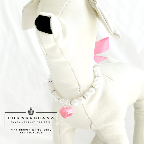 Pink Ribbon White Icing Sweetie Dog Necklace Luxury Pet Jewelry