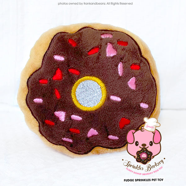 Sprinkles Barkery Fudge Mini Squeaky Donut Dog Toys Plush Pet Toys