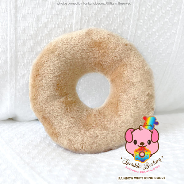 Sprinkles Barkery White Icing Mini Squeaky Donut Dog Toys Plush Pet Toys