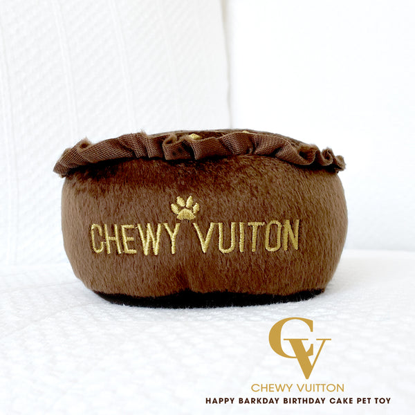 Chewy Vuitton Birthday Cake Dog Toy