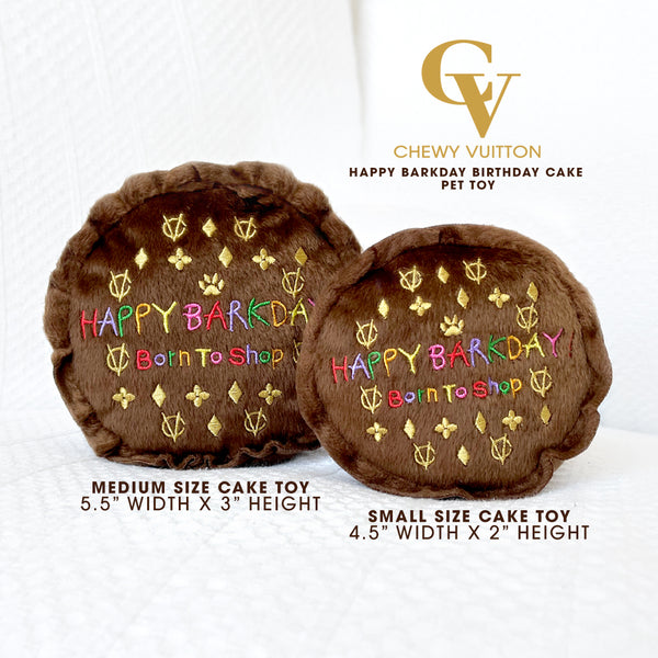Chewy Vuitton Birthday Cake Dog Toy