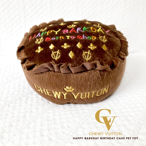 Chewy Vuitton Birthday Cake Dog Toy