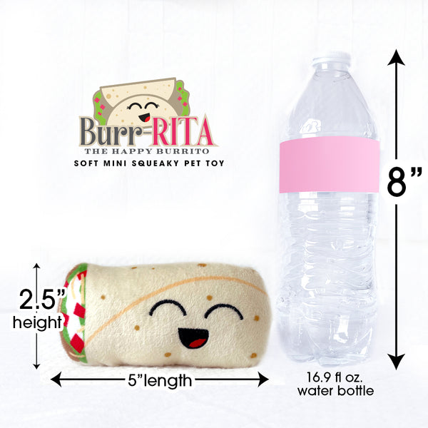 burr-Rita Happy Burrito Mini Squeaky Dog Toy