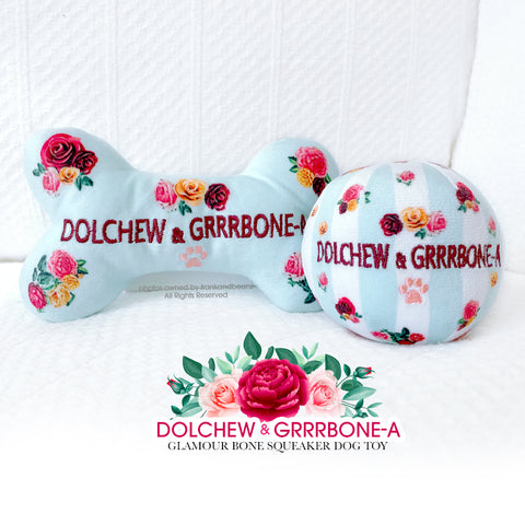 Dolchew GrrBone-A Dog Bone & Ball Floral Dog Toy Set