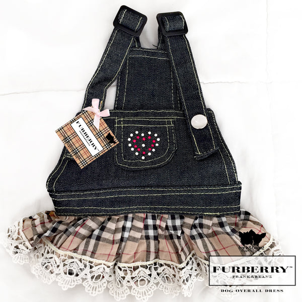 Furberry, Rhinestone Heart Overall Jean Dog Dress