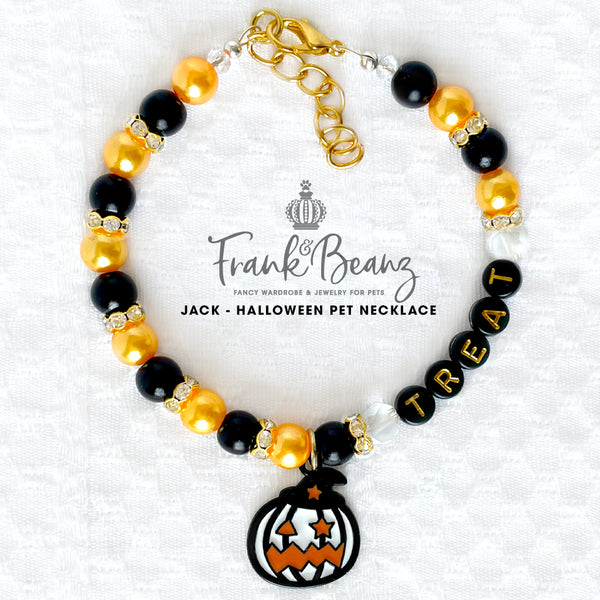 Jack O' Lantern Halloween Dog Necklace Cat Necklace Pearl Dog Collar Pet Necklace