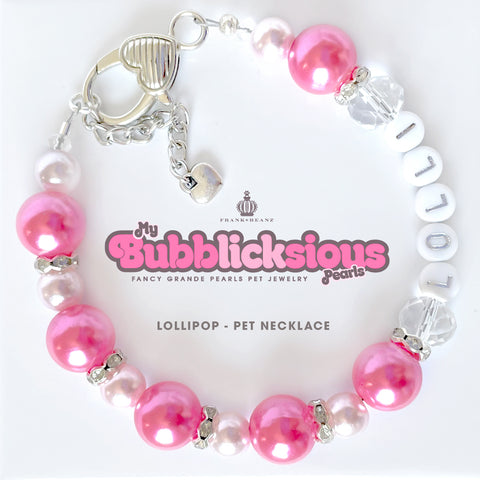 Bubblicksious Bubble Gum LOLLIPOP Pearl Dog Necklace