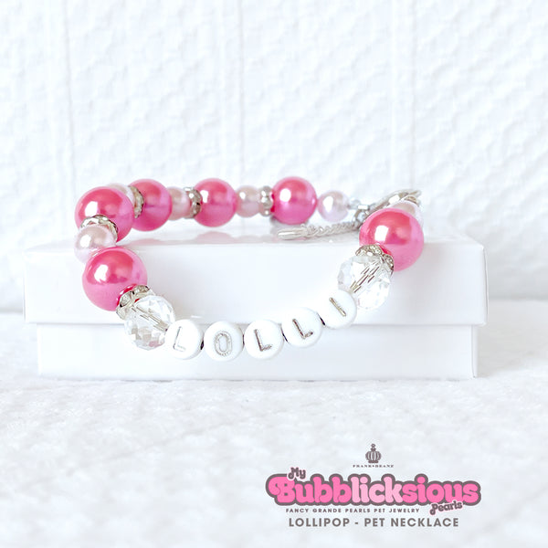 Bubblicksious Bubble Gum LOLLIPOP Pearl Dog Necklace