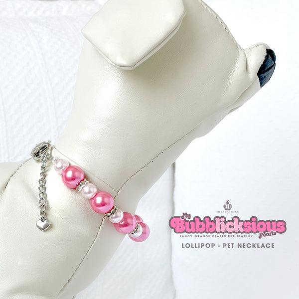 Bubblicksious Bubble Gum LOLLIPOP Pearl Dog Necklace