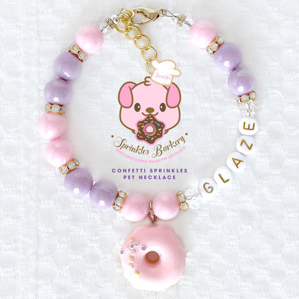 Sprinkles Barkery Pink Donut Pearl Pet Necklace Cat Necklace Luxury Pet Jewelry