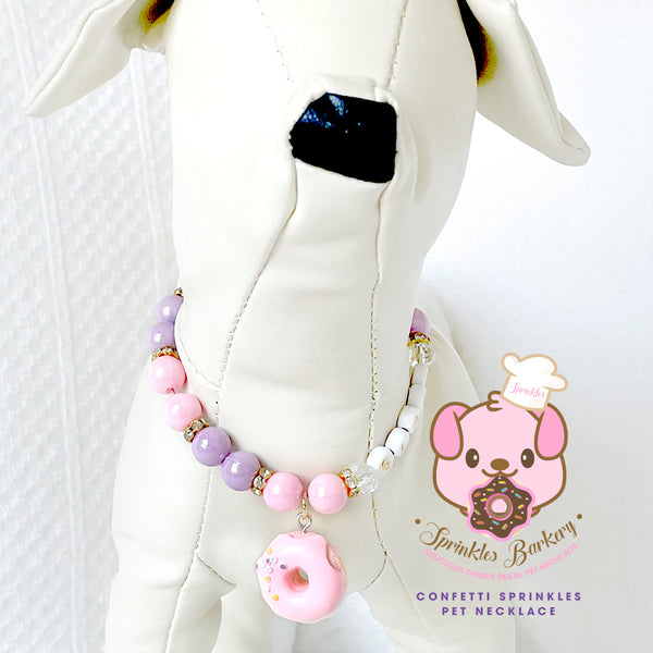 Sprinkles Barkery Pink Donut Pearl Pet Necklace Cat Necklace Luxury Pet Jewelry