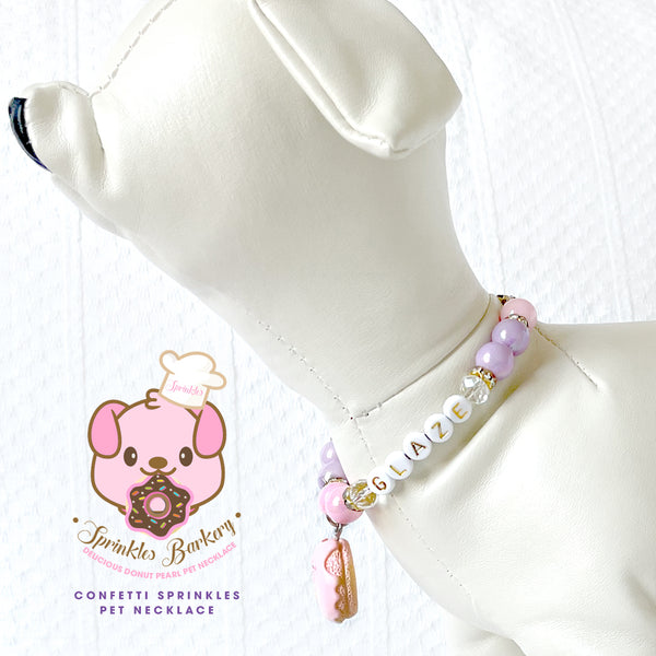 Sprinkles Barkery Pink Donut Pearl Pet Necklace Cat Necklace Luxury Pet Jewelry