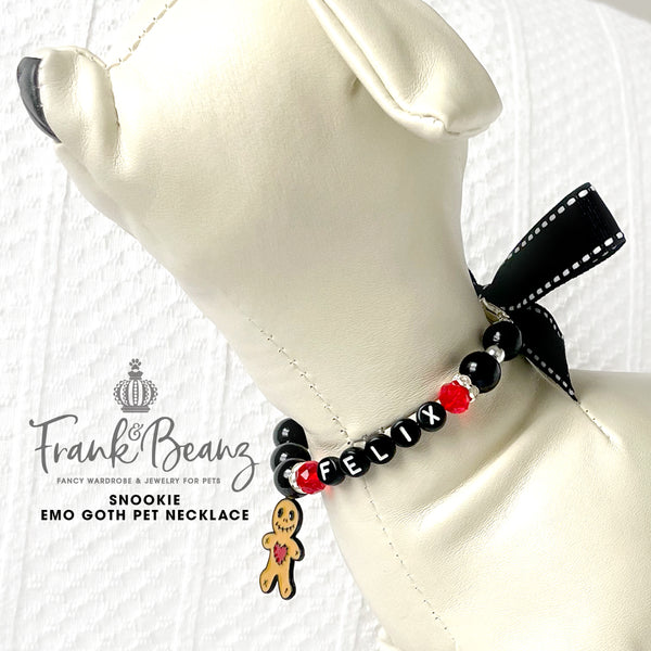 Snookie Goth Dog Necklace Cat Necklace Pearl Dog Collar Pet Necklace